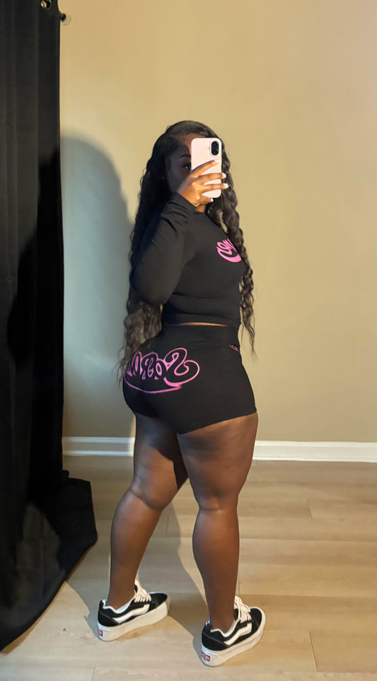 SoRare Signature Zip-Up Short Set - Black