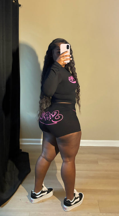 SoRare Signature Zip-Up Short Set - Black