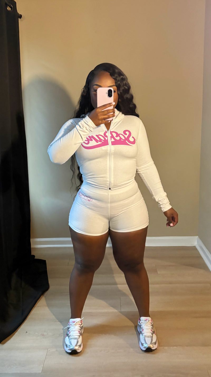 SoRare Signature Zip-Up Short Set - White