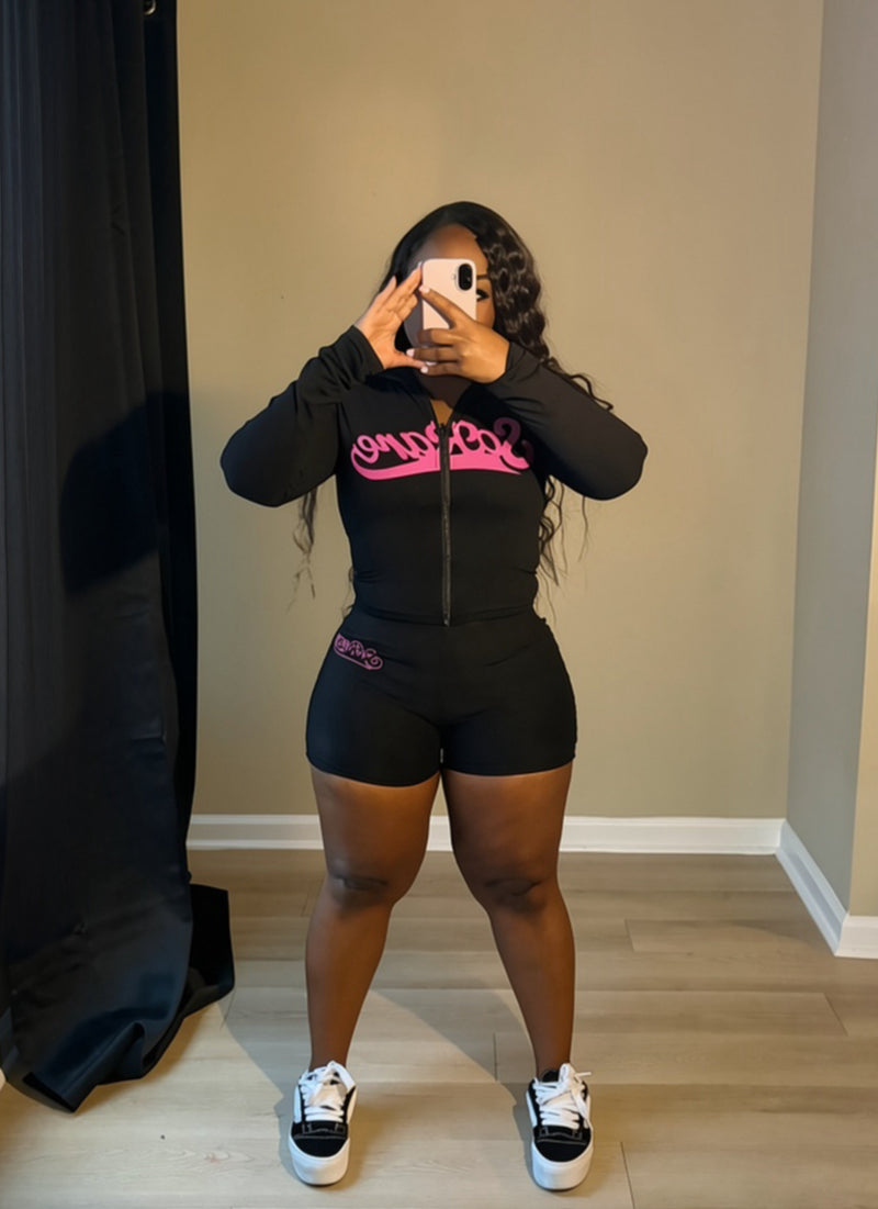 SoRare Signature Zip-Up Short Set - Black