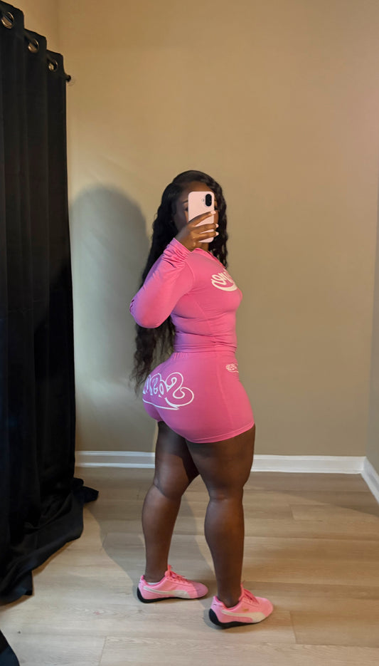SoRare Signature Zip-Up Short Set - Pink